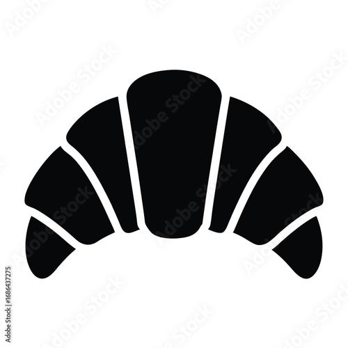 Minimalist black and white vector art of a flaky croissant pastry