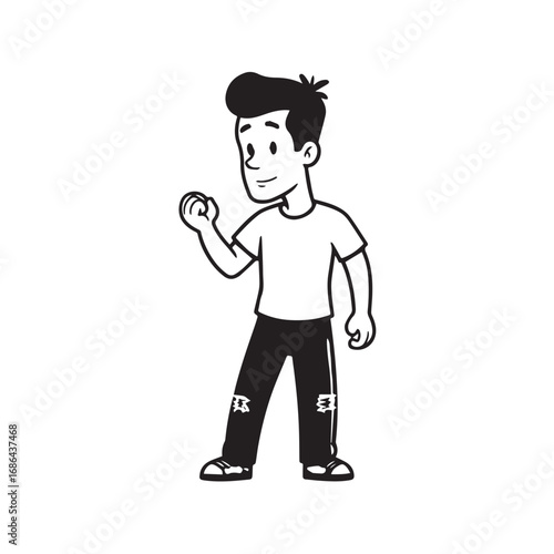 Handsome Man Black and White Illustration Vector Image Male Portrait Fashion Sketch Line Art Design