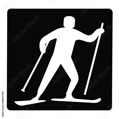 International symbol for cross country skiing featuring a skier in action