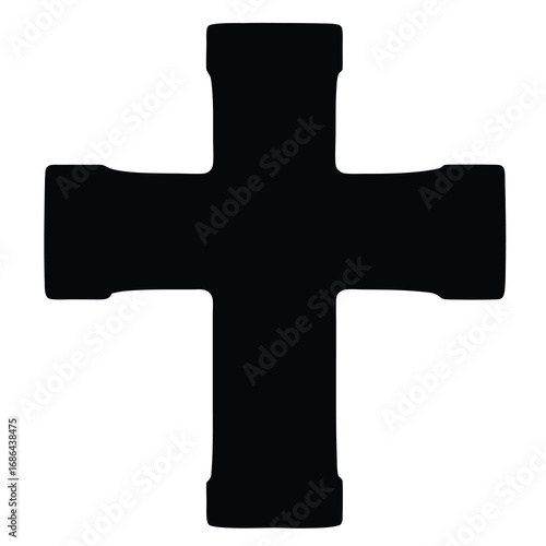Iron Cross representation in black color and white background, centered well