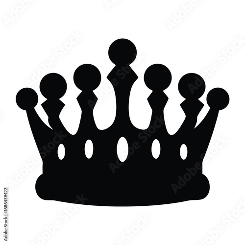 Elegant black crown design symbolizing royalty and power on white background