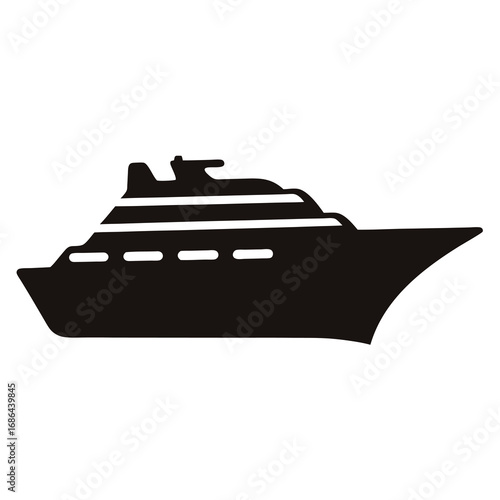 Silhouette of a luxury cruise ship sailing on the ocean waves