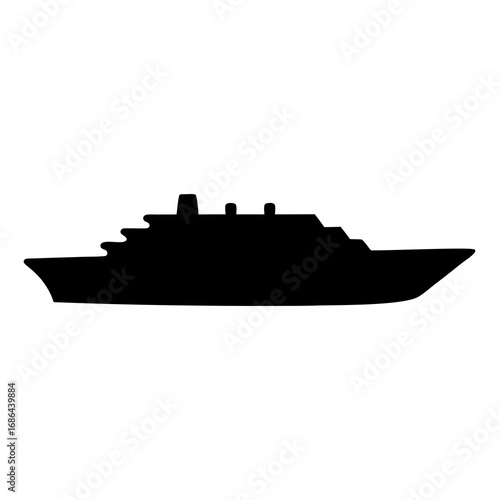 Black silhouette of a cruise ship sailing on calm waters image