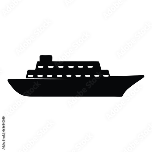 Silhouette image of a cruise ship on a white background vector