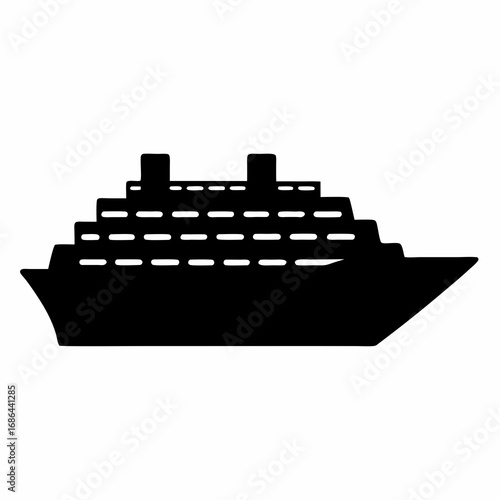 Silhouette of a large cruise ship against a white background image