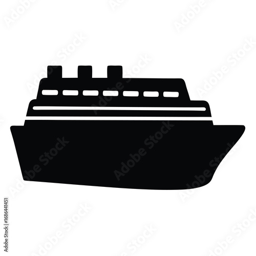 Simplified black silhouette of a cruise ship or large boat design
