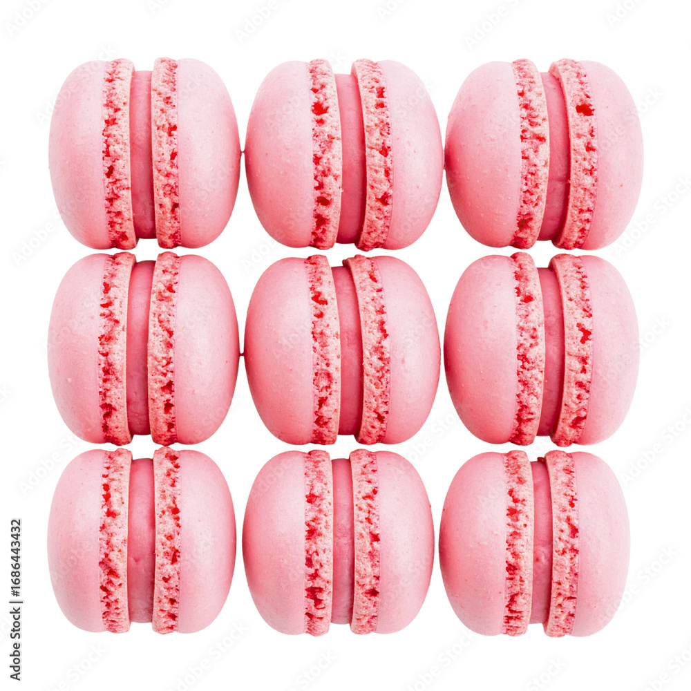 Obraz premium PNG Stack of pink macarons, isolated on transparent background