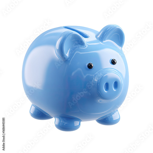 Light-blue glossy piggy bank, cartoonish design