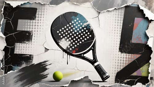 Grunge textured padel poster design