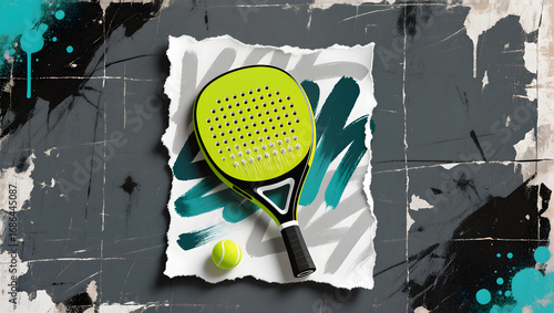 Grunge textured padel poster design