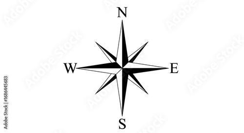 compass rose vector, navigation icon design, direction symbol illustration, travel compass icon, exploration vector art, wind rose design, north south east west symbol, compass silhouette vector, map 