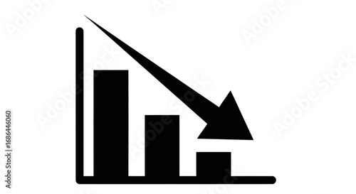 downward graph icon, decline chart vector, decreasing bar chart, loss icon, negative growth vector, financial decline symbol, economic downturn icon, sales drop vector, business loss chart, revenue de