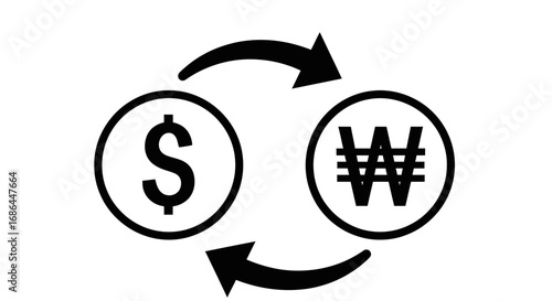 currency, exchange, dollar, won, money, finance, banking, forex, trade, transfer, symbol, icon, economy, transaction, investment, market, conversion, rate, global, international, business, commerce, d