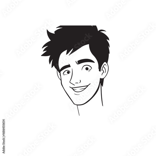 Handsome Man Black and White Illustration Vector Image Male Portrait Fashion Sketch Line Art Design