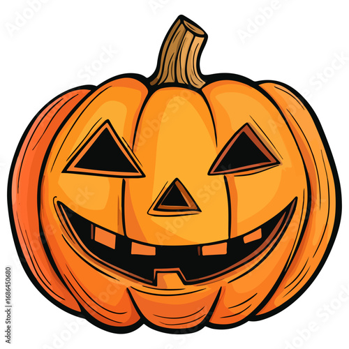 pumpkin, jack-o-lantern, decoration, halloween, festival, vector, transparent background, lantern, october, scary, horror, jack, evil, celebration, isolated