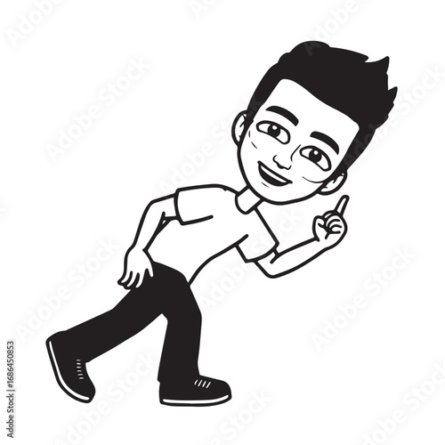 Handsome Man Black and White Illustration Vector Image Male Portrait Fashion Sketch Line Art Design