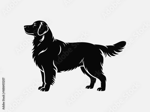 Vector art of majestic golden retriever silhouette standing proudly, , a simple yet captivating vector illustration of a domestic canine pet
