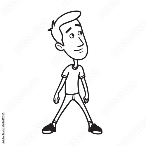 Handsome Man Black and White Illustration Vector Image Male Portrait Fashion Sketch Line Art Design