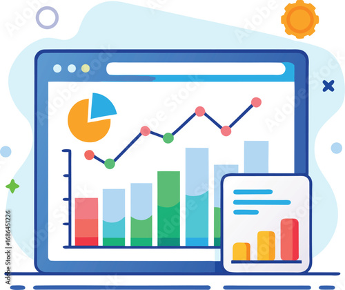 Flat Vector of Financial Dashboard With Negative Trend