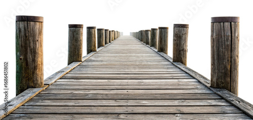 Wooden pier isolated on transparent background