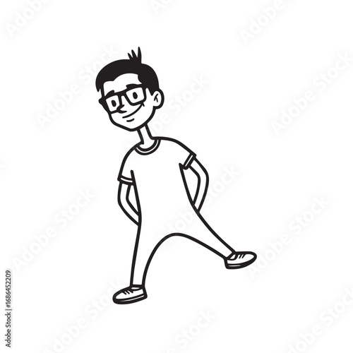 Handsome Man Black and White Illustration Vector Image Male Portrait Fashion Sketch Line Art Design