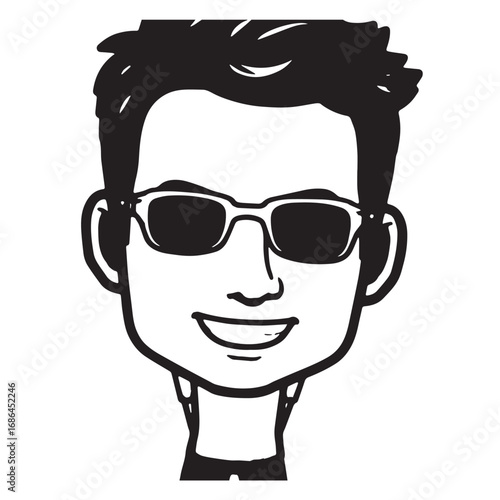 Handsome Man Black and White Illustration Vector Image Male Portrait Fashion Sketch Line Art Design
