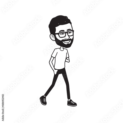 Handsome Man Black and White Illustration Vector Image Male Portrait Fashion Sketch Line Art Design