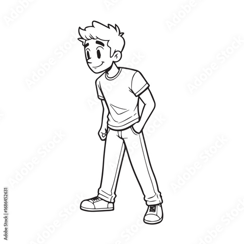 Handsome Man Black and White Illustration Vector Image Male Portrait Fashion Sketch Line Art Design