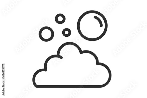 Soap foam with bubbles line icon. Minimalist vector symbol for suds, lather, cleaning, and washing concepts. Fizzy water or effervescent liquid. Hygiene graphic symbol.