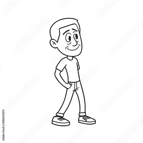 Handsome Man Black and White Illustration Vector Image Male Portrait Fashion Sketch Line Art Design