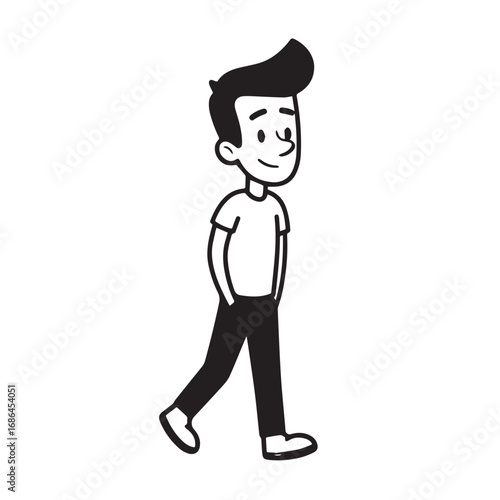 Handsome Man Black and White Illustration Vector Image Male Portrait Fashion Sketch Line Art Design