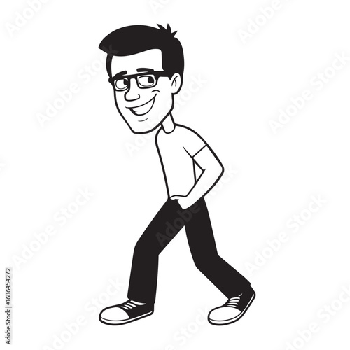 Handsome Man Black and White Illustration Vector Image Male Portrait Fashion Sketch Line Art Design