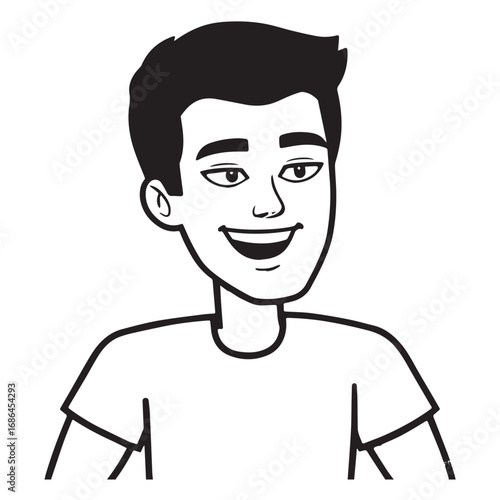 Handsome Man Black and White Illustration Vector Image Male Portrait Fashion Sketch Line Art Design