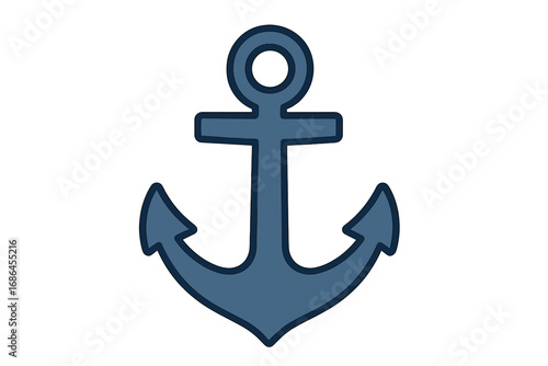 Anchor flat icon. Nautical maritime symbol. Vector illustration for sea, ocean, and naval themes. Hope and stability concept. Marine equipment for boat, ship, or yacht.