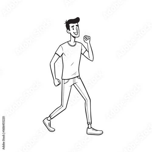 Handsome Man Black and White Illustration Vector Image Male Portrait Fashion Sketch Line Art Design