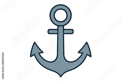Anchor vector icon. Nautical marine symbol of hope and stability. Sea, ocean, boat, or ship equipment. Maritime naval flat illustration for travel or cruise logo design.
