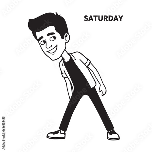 Handsome Man Black and White Illustration Vector Image Male Portrait Fashion Sketch Line Art Design