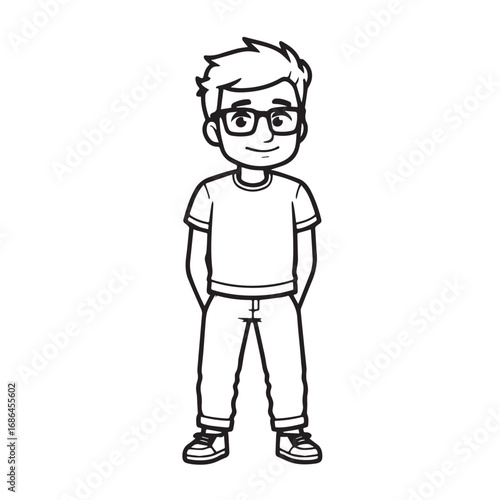 Handsome Man Black and White Illustration Vector Image Male Portrait Fashion Sketch Line Art Design