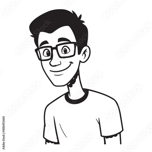 Handsome Man Black and White Illustration Vector Image Male Portrait Fashion Sketch Line Art Design