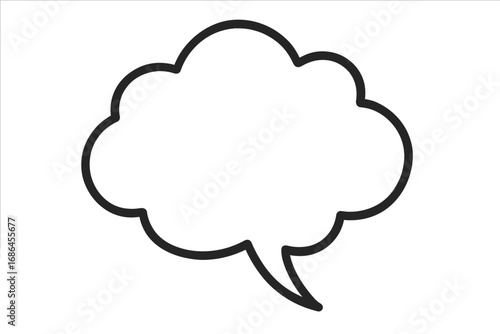 Cloud speech bubble icon. Think and thought balloon symbol. Comic talk shape for chat, message or dialogue. Simple flat cartoon line art illustration for web design or app.