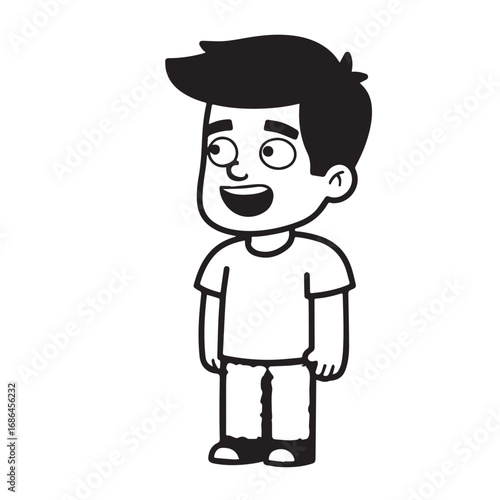 Handsome Man Black and White Illustration Vector Image Male Portrait Fashion Sketch Line Art Design