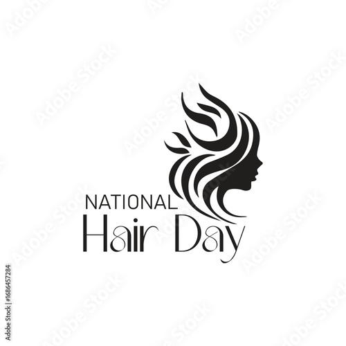 National Hair Day Logo isolated for Salon, Hair Brand, Shampoo, Hair oil, Dermatologist, Hair care 