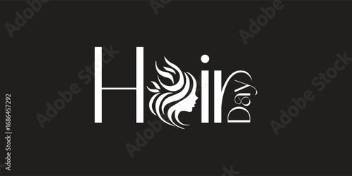 National Hair Day Logo isolated for Salon, Hair Brand, Shampoo, Hair oil, Dermatologist, Hair care 