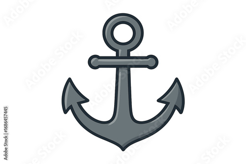Flat icon of anchor for graphics. Vector cartoon illustration. Symbol of stability, hope, and strength. Nautical marine element for boat, ship, travel, transport, navy.