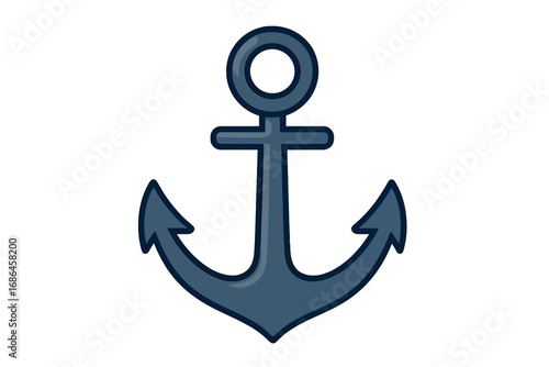 Anchor vector illustration. Flat cartoon graphic icon. Nautical marine sea symbol for ship or boat. Naval sailing equipment. Isolated on transparent background. Maritime design.