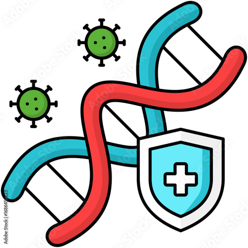 Virus illustration design with filled outline