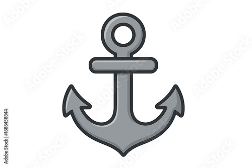 Anchor vector icon. Nautical marine symbol for a boat or ship. Cartoon illustration of sea equipment. Maritime naval sign for safety, stability, sailing and hope concept.