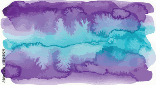 Abstract watercolor wash with purple and teal colors