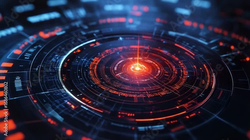 Wallpaper Mural Futuristic technological target is loading with digital data stream Torontodigital.ca