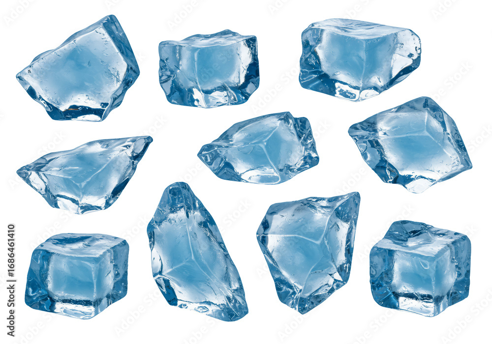 Obraz premium Ice cubes collection transparent background